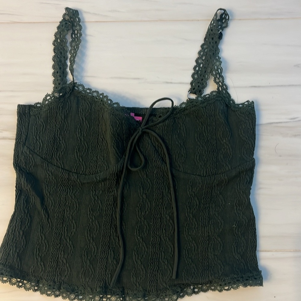 Edikted Green Lace Camisole Tank Top